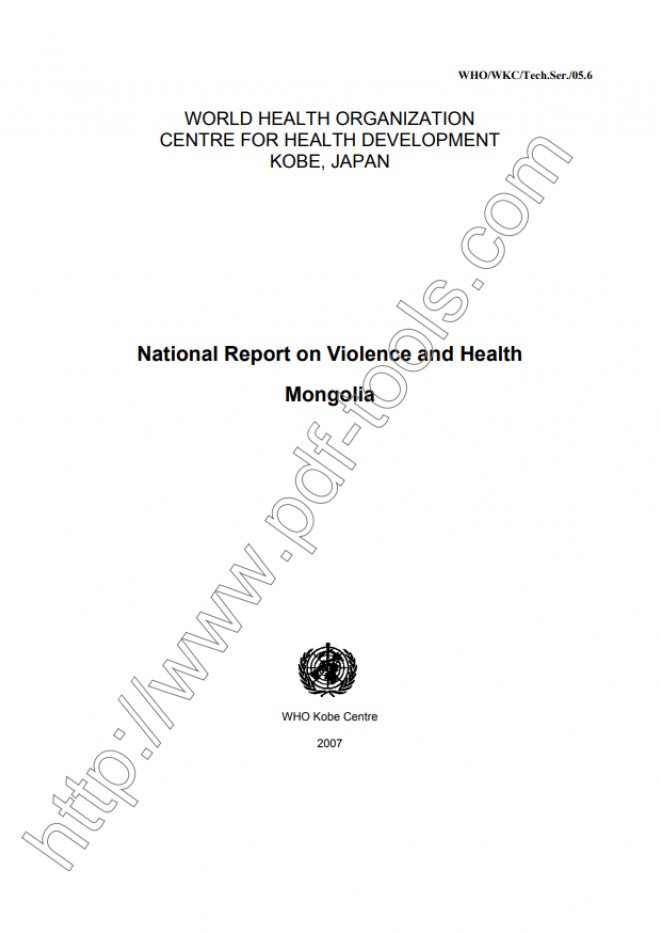 National Report on Violence and Health Mongolia