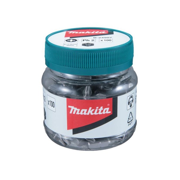 Makita Accessories Genuine Ph2 X 25mm S/driver Bit Bulk Jar 100 | Makita B-24907