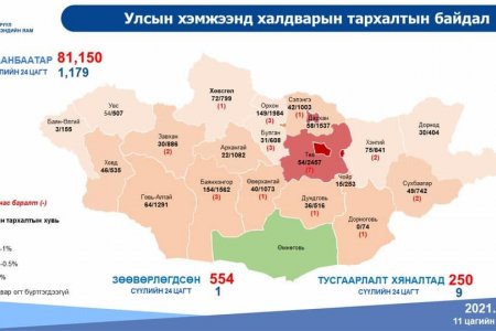 Сүүлийн 24 цагт орон нутагт 1024 тохиолдол бүртгэгдсэн