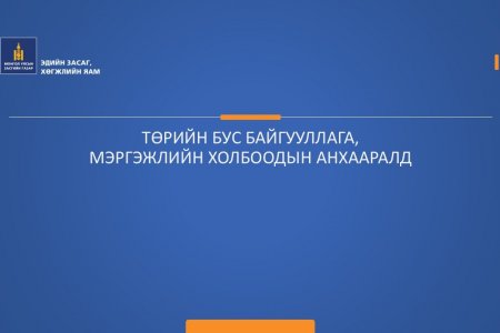 ТӨРИЙН БУС БАЙГУУЛЛАГА, МЭРГЭЖЛИЙН ХОЛБООДЫН АНХААРАЛД