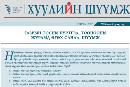 ГАЗРЫН ТОСНЫ БҮРТГЭЛ, ТООЦООНЫ ЖУРАМД ӨГӨХ САНАЛ, ШҮҮМЖ 