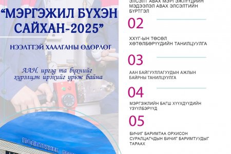  НЭЭЛТТЭЙ ХААЛГАНЫ ӨДӨРЛӨГ ЗОХИОН БАЙГУУЛАГДЛАА