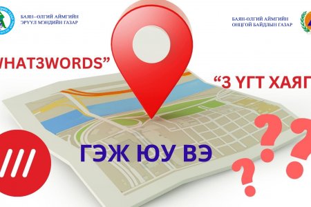 ИРГЭД ТА БҮХЭН “WHAT3WORDS” БУЮУ “ГУРВАН ҮГТ ХАЯГ”-ИЙГ АШИГЛАН ӨӨРИЙН БАЙРШЛЫГ ТОДОРХОЙЛЖ, ЦАГ АЛДАЛГҮЙ ТУСЛАМЖ АВААРАЙ. 