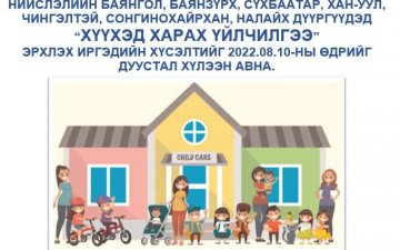 ХҮҮХЭД ХАРАХ ҮЙЛЧИЛГЭЭНИЙ ХҮСЭЛТ ХҮЛЭЭН АВЧ БАЙНА