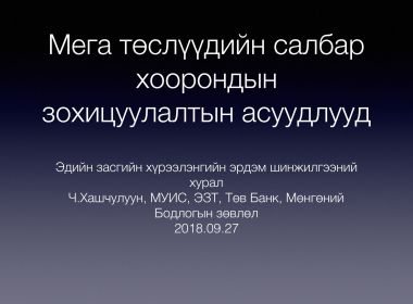 Ч.Хашчулуун Мега төслүүдийн салбар хоорондын зохицуулалтын асуудлууд