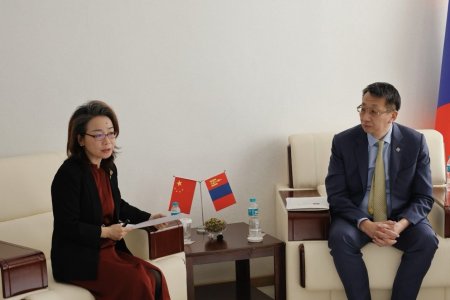 БОЛОВСРОЛЫН САЙД Л.ЭНХ-АМГАЛАН БҮГД НАЙРАМДАХ ХЯТАД АРД УЛСААС МОНГОЛ УЛСАД СУУГАА ОНЦ БӨГӨӨД БҮРЭН ЭРХТ ЭЛЧИН САЙД ШЭНЬ МИНЬЖУАНТАЙ УУЛЗЛАА