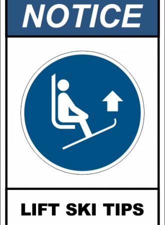 Lift ski tips sign