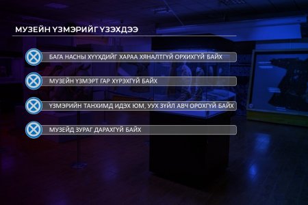 Музей үзэхдээ бага насны хүүхдийг хараа хяналтгүй орхихгүй, үзмэрт гар хүрэхгүй байхыг анхааруулж байна 