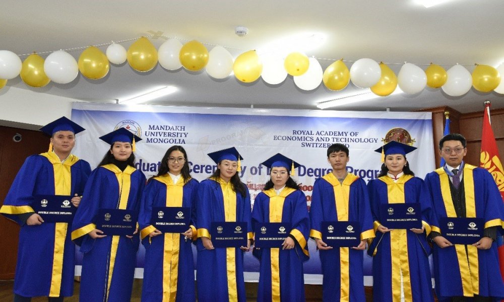 The 4th graduation ceremony of Dual Degree Program implemented by Mandakh University and OUS Royal Academy of Economics and Technology in Switzerland is held at Mandakh University 