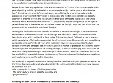 OSF comments to the revised draft Law on the Freedom of Assembly (October 2024 version of the draft law)