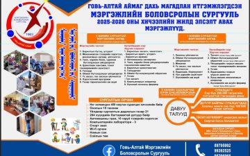 Говь-Алтай аймгийн Мэргэжлийн Боловсролын Сургууль нэмэлт элсэлтээ авч эхэллээ. Сургууль дээр ирж бүртүүлнэ үү.