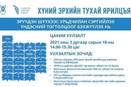 Хүний эрхийн тухай ярилцъя ээлжит цахим уулзалт 