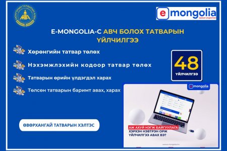 Татварын 48 төрлийн үйлчилгээг E-Mongolia-гаас аваарай.