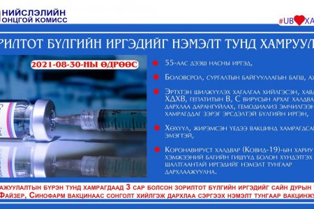 Зорилтот бүлгийн иргэдийг маргаашнаас гурав дахь тунд хамруулна