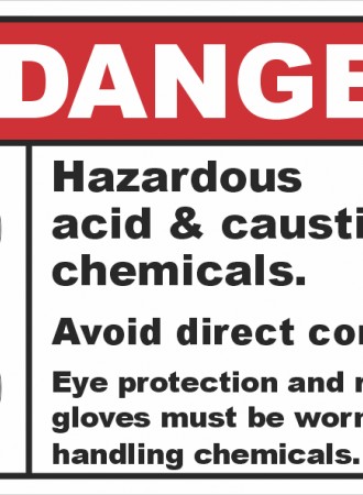 Hazardous acid & caustic chemicals sign