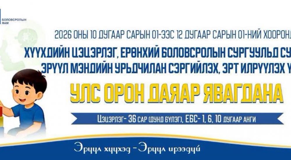ХҮҮХДИЙН УРЬДЧИЛАН СЭРГИЙЛЭХ, ЭРТ ИЛРҮҮЛЭХ ҮЗЛЭГ УЛС ОРОН ДАЯАР ЭХЭЛЛЭЭ