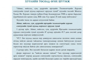 Аймаг нийслэл, сум, дүүргийн Иргэдийн төлөөлөгчдийн хурлын сонгуулийн тухай хуульд өөрчлөлт оруулах өөрчлөлтийн хуулийн төсөлд өгөх санал шүүмж - Хуулийн шүүмж №53