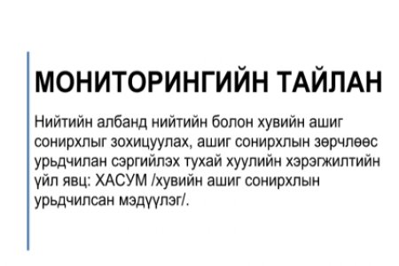 МОНИТОРИНГИЙН ТАЙЛАН