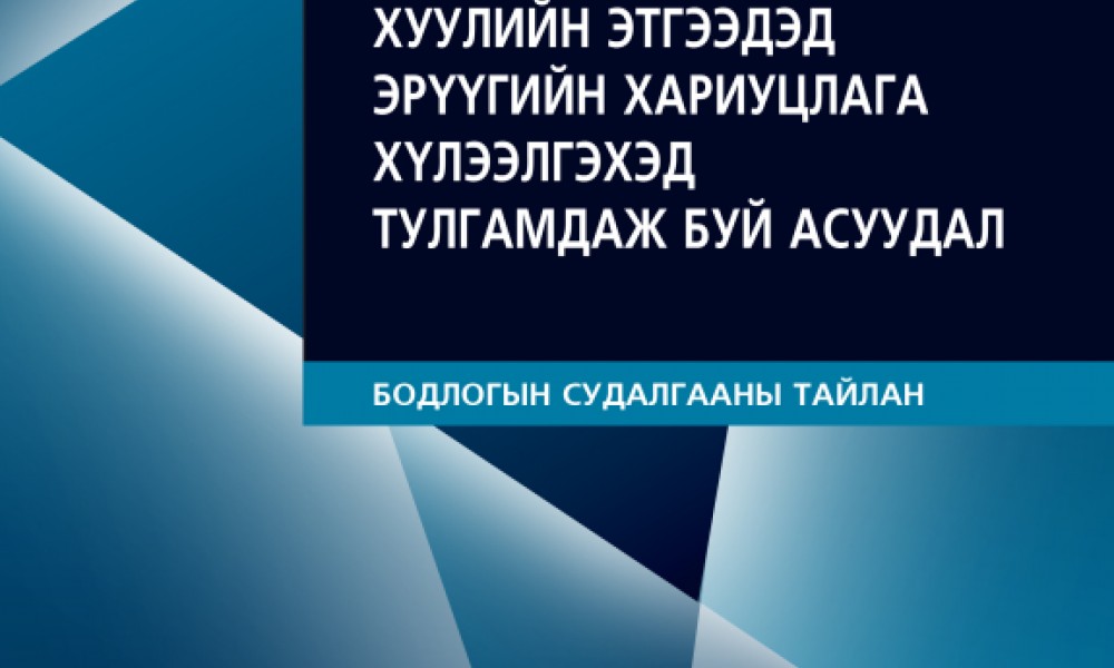 ХУУЛИЙН ЭТГЭЭДЭД ЭРҮҮГИЙН ХАРИУЦЛАГА ХҮЛЭЭЛГЭХЭД ТУЛГАМДАЖ БУЙ АСУУДАЛ