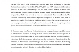 Monitoring of Election Campaign Finance in Armenia, 2007-2008