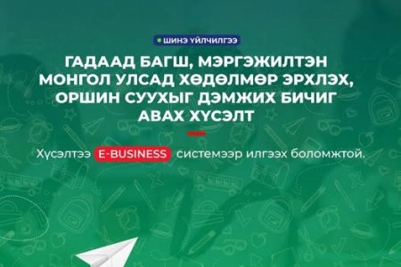 ГАДААД БАГШ, МЭРГЭЖИЛТЭН МОНГОЛ УЛСАД ХӨДӨЛМӨР ЭРХЛЭХ, ОРШИН СУУХЫГ ДЭМЖИХ БИЧИГ АВАХ ХҮСЭЛТ ИЛГЭЭХ ЗААВАР