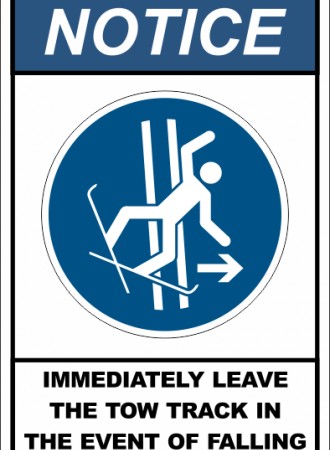 Immediately leave the tow track in the event of falling sign
