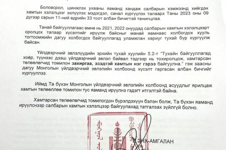 ХАМТЫН ХЭЛЭЛЦЭЭНД ОРОЛЦОХ ХАМТАРСАН ТӨЛӨӨЛЛӨӨ ХУУЛИЙН ДАГУУ ТОМИЛОХЫГ ХҮСЭВ