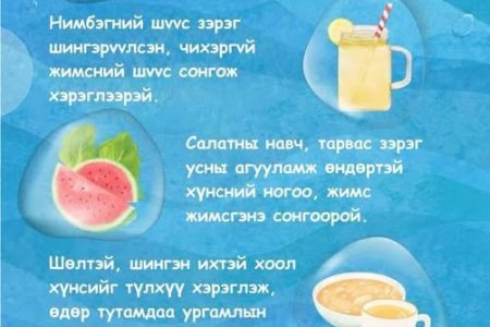 Халуун өдрүүдэд шингэнээ зөв нөхөөрэй!