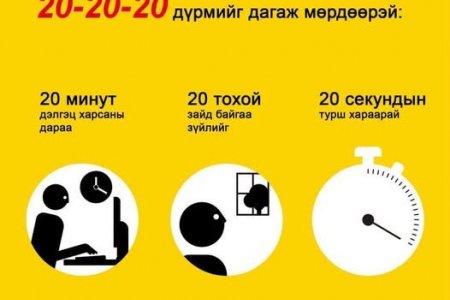 НҮДНИЙ ЯДАРГАА, ТОЛГОЙ ӨВДӨХӨӨС ЗАЙЛСХИЙХ 20–20–20 ДҮРМИЙГ ДАГАЖ МӨРДӨӨРЭЙ.