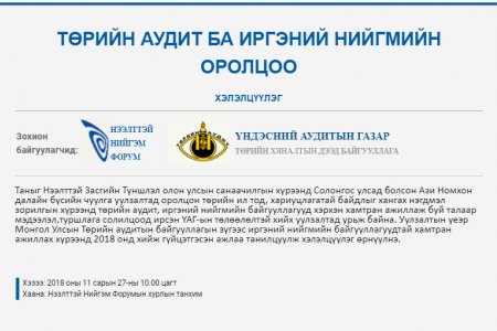 ТӨРИЙН АУДИТ БА ИРГЭНИЙ НИЙГМИЙН ОРОЛЦОО