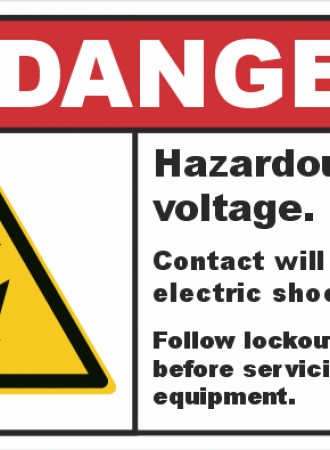 Hazardous voltage. Contact will cause electric shock or burn sign