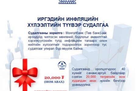ИНФЛЯЦИЙН ХҮЛЭЭЛТИЙН ТҮҮВЭР СУДАЛГААНД ОРОЛЦОХЫГ УРЬЖ БАЙНА