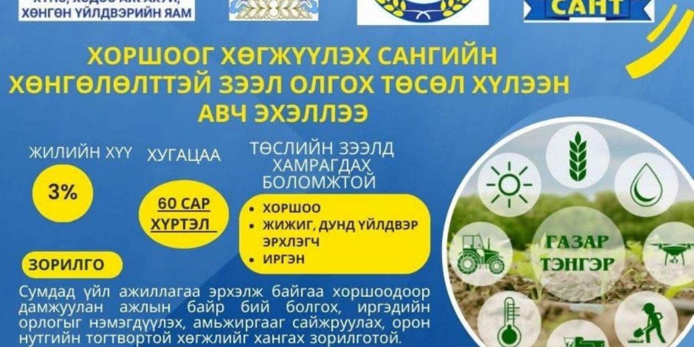 ХОРШООГ ХӨГЖҮҮЛЭХ САНГИЙН ЗЭЭЛ ЗАРЛАГДЛАА.