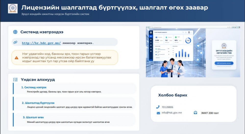 Лицензийн шалгалт өгөх программ шинэчлэлттэй холбоотой нэвтрэх, шалгалтад бүртгүүлэх заавар 