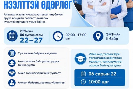 ЭРҮҮЛ МЭНДИЙН САЛБАРЫН АЖЛЫН БАЙРНЫ НЭЭЛТТЭЙ ӨДӨРЛӨГ УЛААНБААТАР ХОТОД БОЛЖ БАЙНА. 