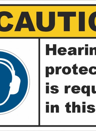 Hearing protection required in this area sign