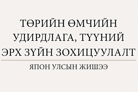 ТӨРИЙН ӨМЧИЙН УДИРДЛАГА, ТҮҮНИЙ ЭРХ ЗҮЙН ЗОХИЦУУЛАЛТ - ЯПОН УЛСЫН ЖИШЭЭ