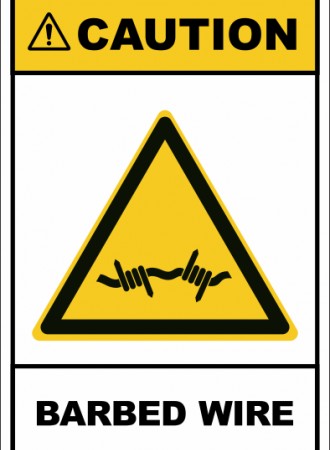 Barbed wire sign