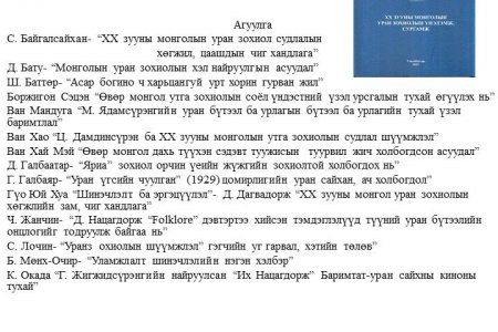 XX zuuny mongol uran zohiolyn unelemj, surgamj