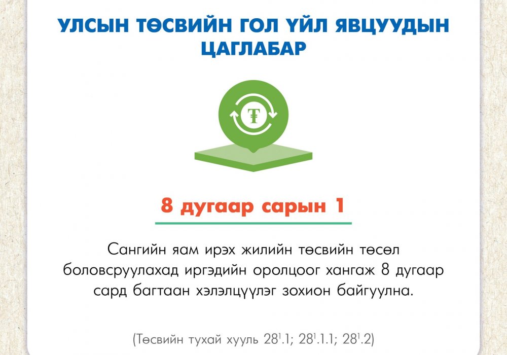 Ойрын үед болох улс, орон нутгийн төсвийн үйл явцын талаарх мэдээллийг цаглабараас авах боломжтой - ENG