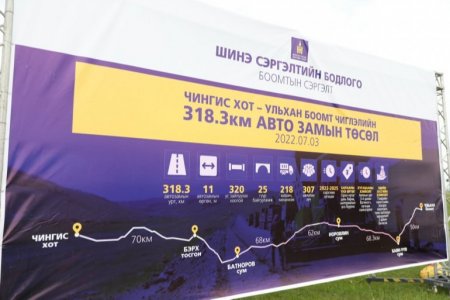 Чингис хот-Ульхан боомт чиглэлд эхлүүлсэн авто замын үргэлжлэл 248.3 км бүтээн байгуулалтыг эхлүүллээ