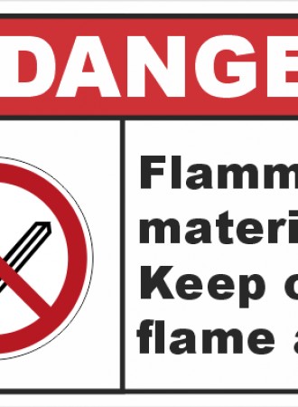 Flammable material. Keep open flame away sign