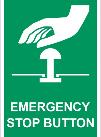 Emergency stop button sign