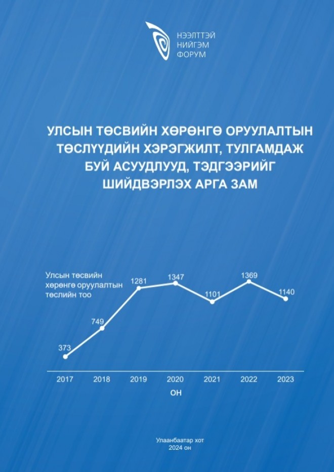 Улсын төсвийн хөрөнгө оруулалтын төслүүдийн хэрэгжилт, тулгамдаж буй асуудлууд, тэдгээрийг шийдвэрлэх арга зам