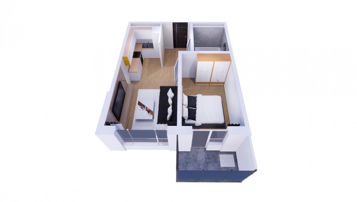 Г блок "Ё айл" 2 өрөө - 41.47м2 | Aquagarden Хотхон - Бүти ХХК