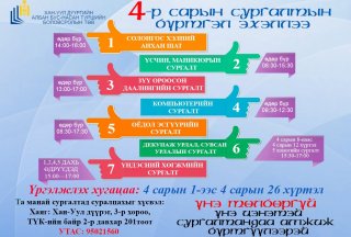 4-Р САРЫН СУРГАЛТЫН БҮРТГЭЛ ЭХЭЛЛЭЭ