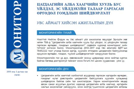 Цагдаагийн алба хаагчийн хууль бус үйлдэл, эс үйлдэхүйн талаар гаргасан өргөдөл гомдлын шийдвэрлэлт