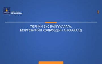 ТӨРИЙН БУС БАЙГУУЛЛАГА, МЭРГЭЖЛИЙН ХОЛБООДЫН АНХААРАЛД