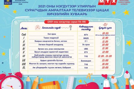 Бага, дунд ангийн сурагчдын амралтад зориулсан “Теле хичээл контент” нэгдүгээр сарын 4-нд эхэлнэ