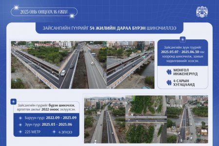 Зайсангийн гүүрийг 54 жилийн дараа бүрэн шинэчиллээ